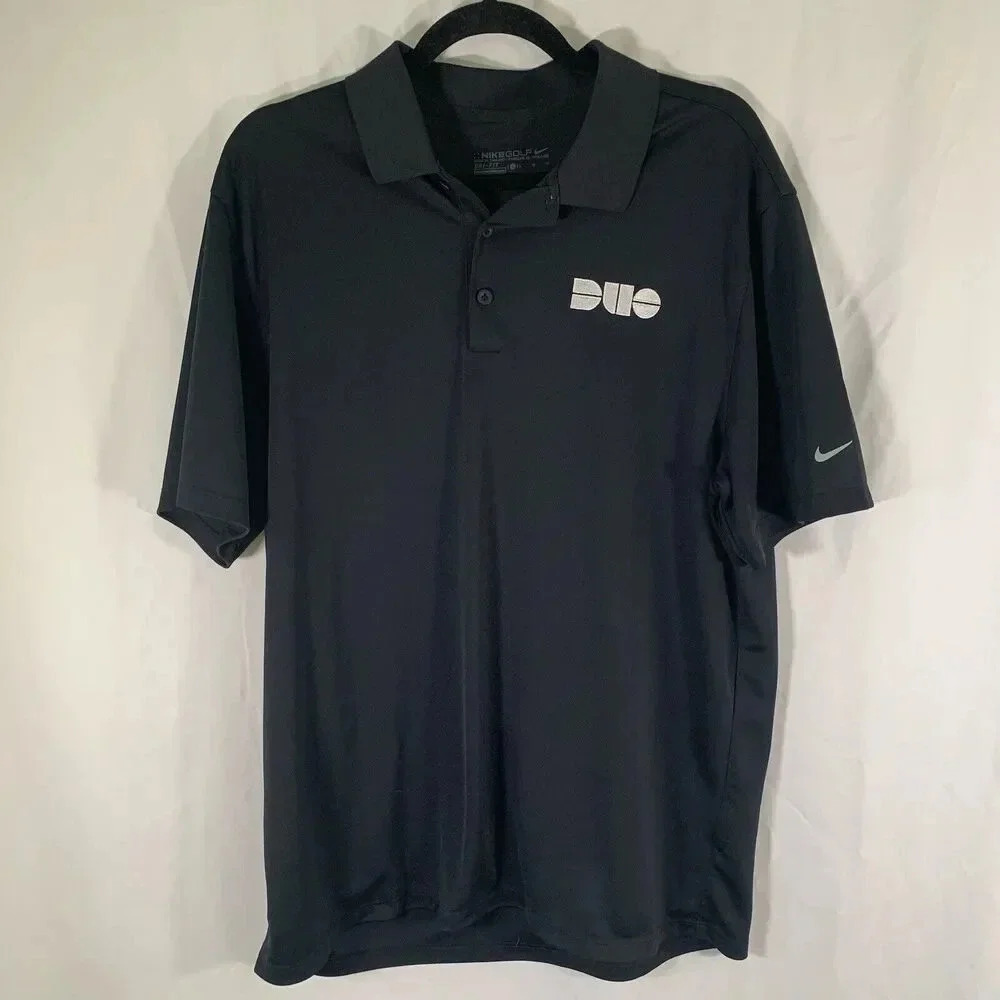 Nike Golf Shirt Men's Large Black 1/4 Button Short Sleeve Dri-Fit DUO Polo